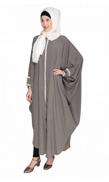 Lace Trim Grey Kaftan (Made-To-Order)