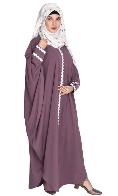 Lace Trim Imperial Purple Kaftan (Made-To-Order)