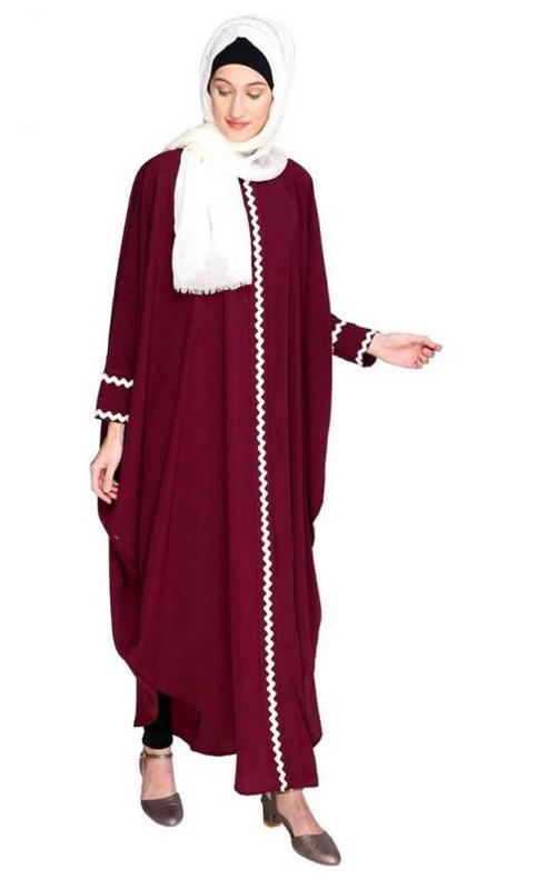 Lace Trim Purple Kaftan