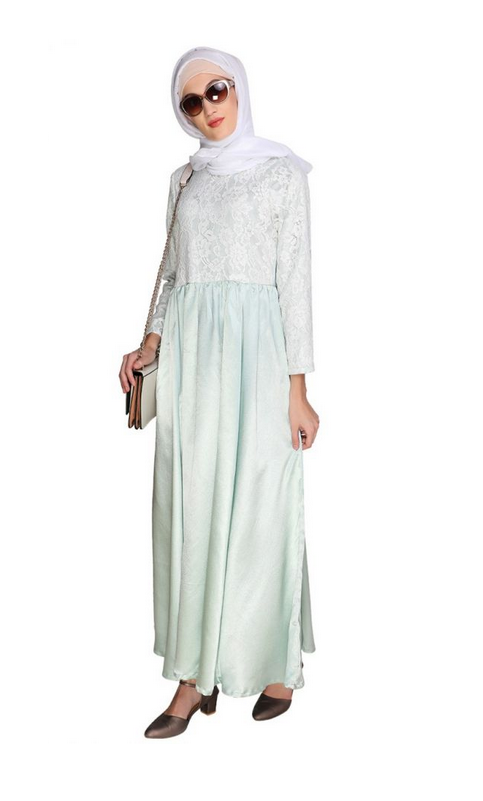 Lace Yoke Pista Green Maxi Dress – Modest Forever Canada