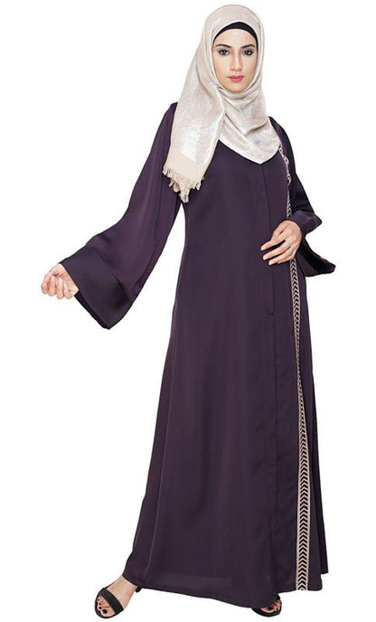 Lofty Dark Purple Dubai Style Abaya (Made-To-Order)
