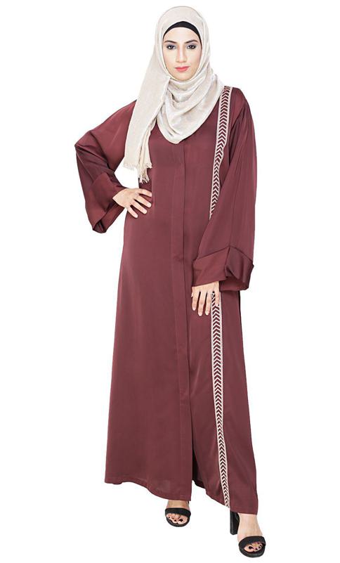 Lofty Deep Wine Dubai Style Abaya