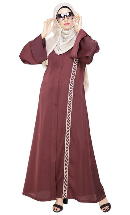 Lofty Deep Wine Dubai Style Abaya