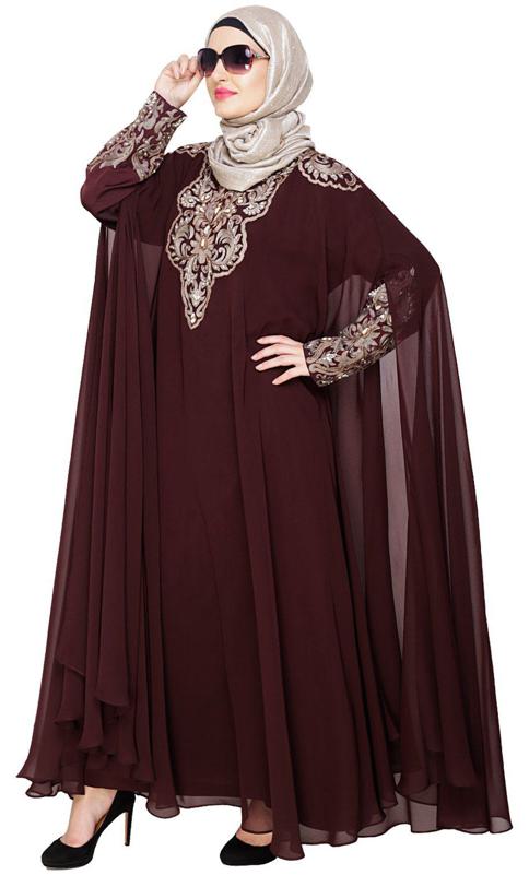 Luxury Dark Wine Irani Kaftan