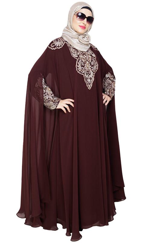 Luxury Dark Wine Irani Kaftan