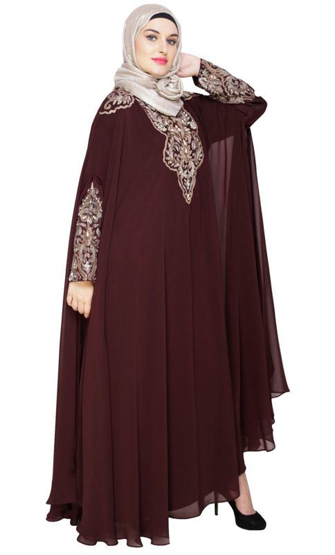 Luxury Dark Wine Irani Kaftan