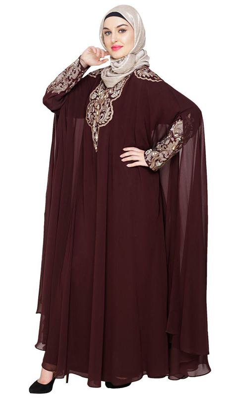 Luxury Dark Wine Irani Kaftan