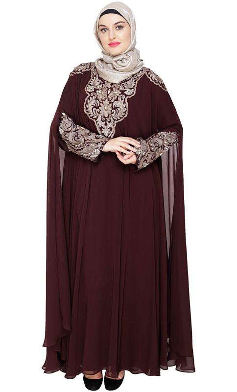 Luxury Dark Wine Irani Kaftan