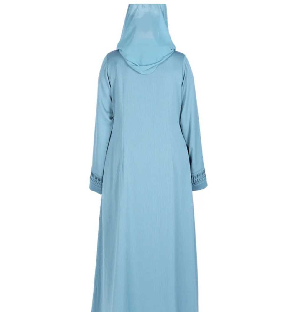 Sleek Teal Blue Abaya with Designer Sleeves