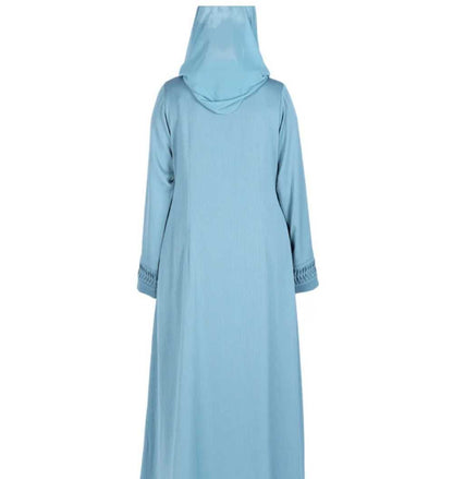 Sleek Teal Blue Abaya with Designer Sleeves