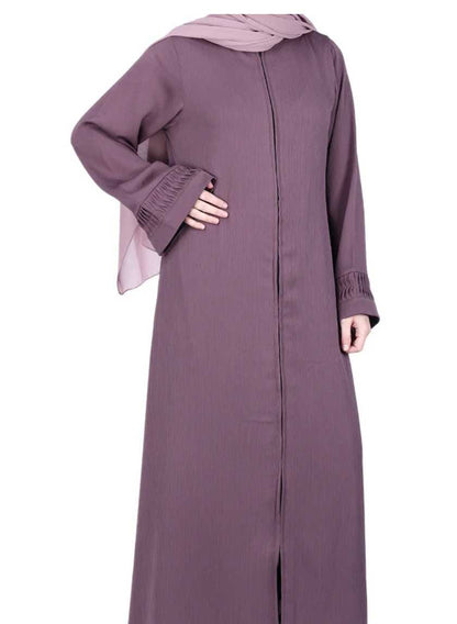 Sleek Light Purple Abaya with Designer Sleeves