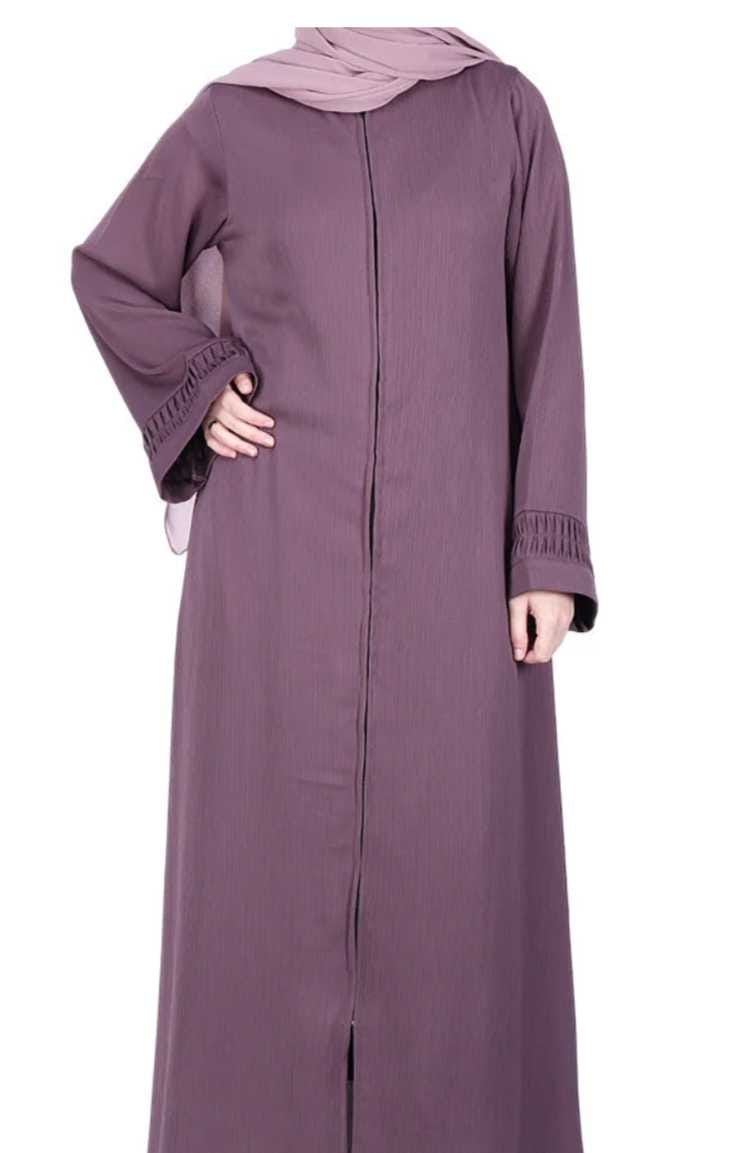 Sleek Light Purple Abaya with Designer Sleeves