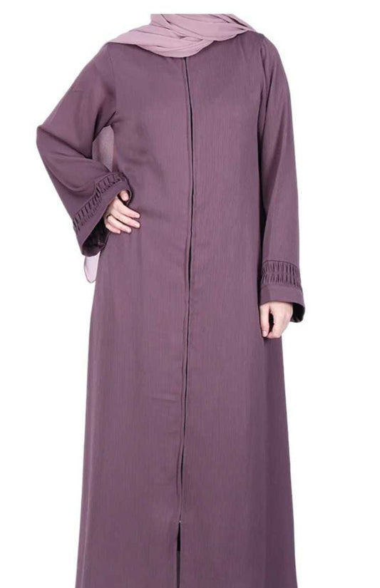 Sleek Light Purple Abaya with Designer Sleeves