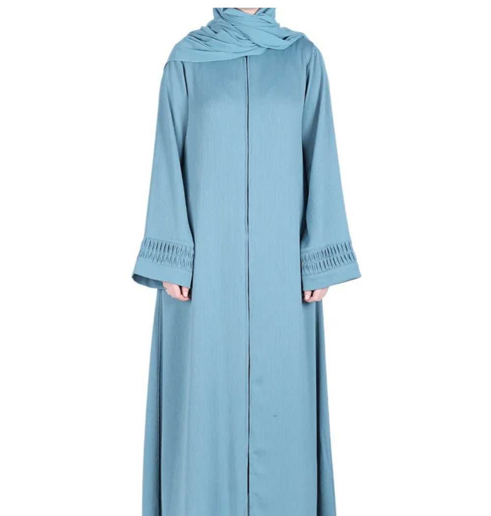 Sleek Teal Blue Abaya with Designer Sleeves