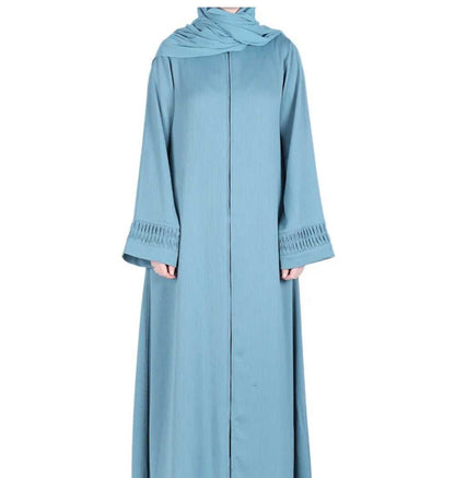 Sleek Teal Blue Abaya with Designer Sleeves