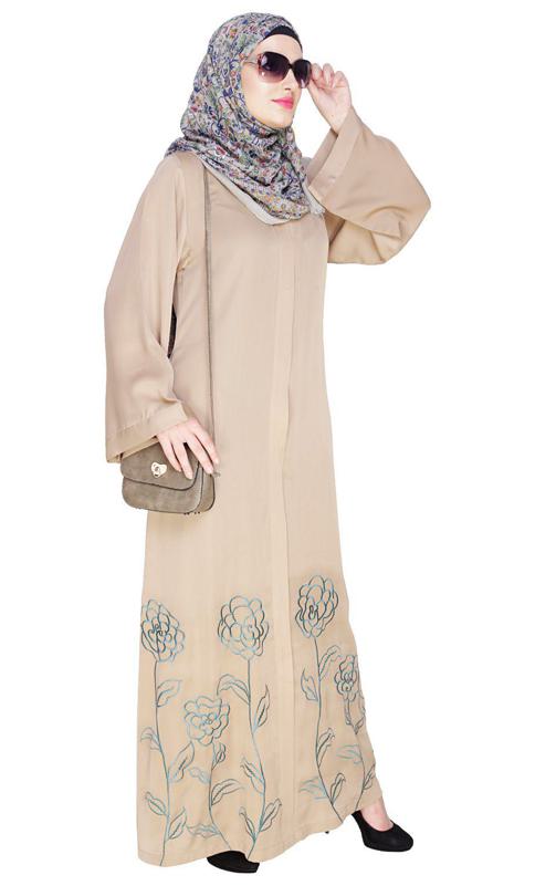 Mesmerising Beige Dubai Style Abaya (Made-To-Order)