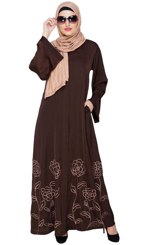 Mesmerising Brown Dubai Style Abaya (Made-To-Order)