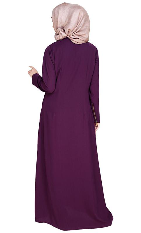 Metallic Zip Purple Abaya (Made-To-Order)