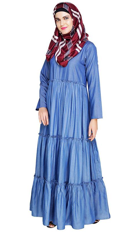 Modest Blue Denim Abaya