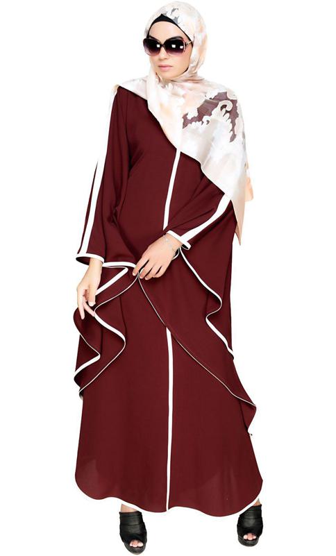 Modish Brown Kaftan with White Detailing