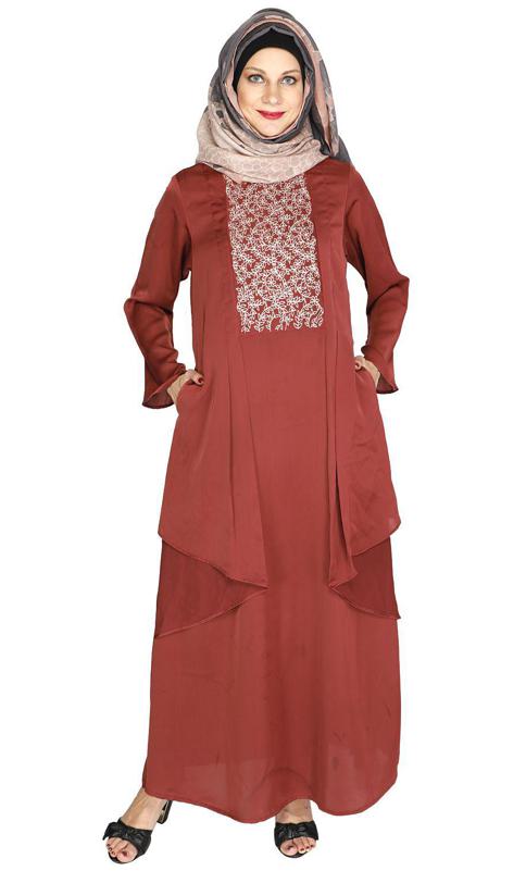 Newfangled Brick Red Abaya (Made-To-Order)