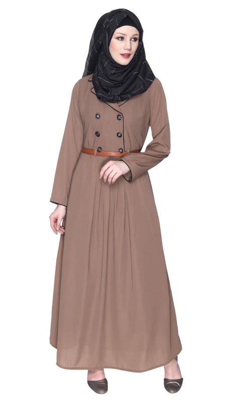 Oak Brown Coat Style Abaya (Made-To-Order)