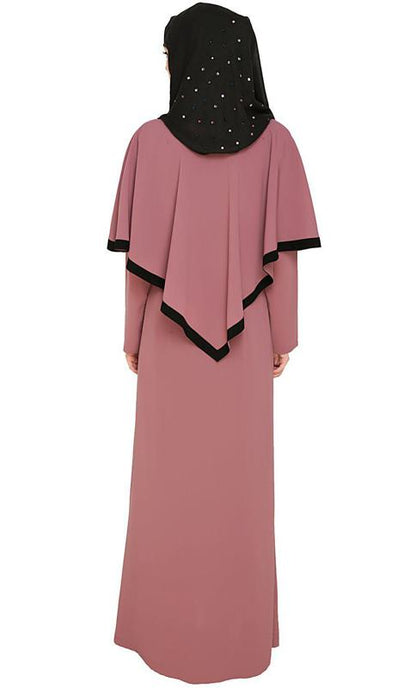 Onion Pink Fancy Cape Abaya (Made-To-Order)