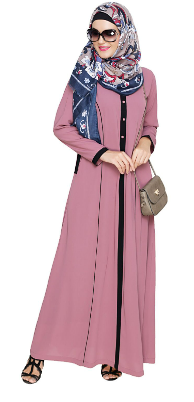 Onion Pink Panelled Abaya (Made-To-Order)