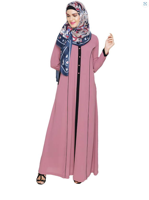 Onion Pink Panelled Abaya (Made-To-Order)