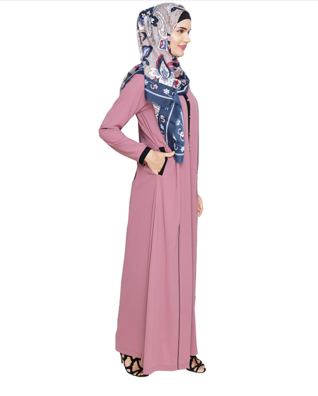 Onion Pink Panelled Abaya (Made-To-Order)