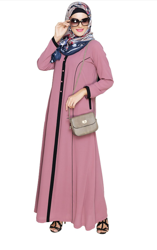 Onion Pink Panelled Abaya (Made-To-Order)