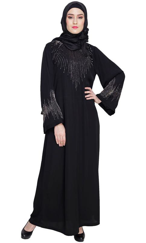 Ornate Black Dubai Style Abaya (Made-To-Order)