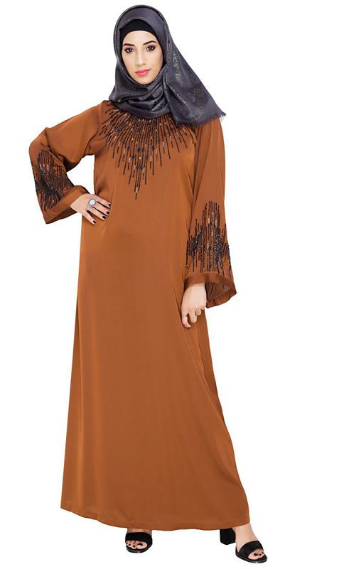 Ornate Brown Dubai Style Abaya