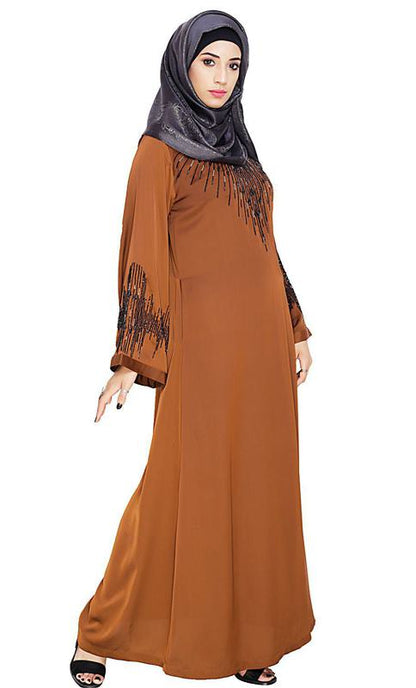 Ornate Brown Dubai Style Abaya (Made-To-Order)