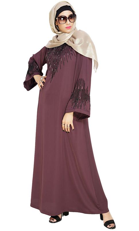 Ornate Purple Dubai Style Abaya (Made-To-Order)