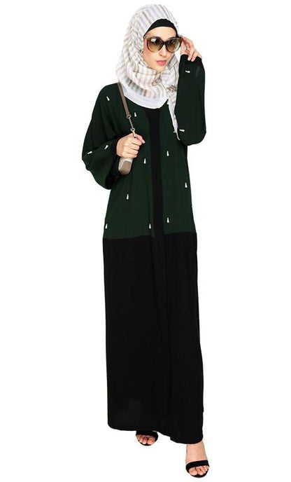 Pearl Drops Dubai Style Green Abaya