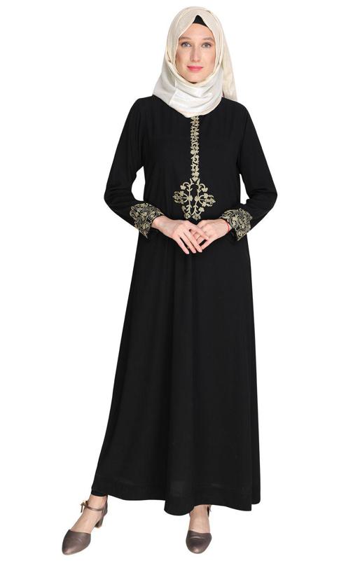 Persian Embroidered Black Abaya (Made-To-Order)