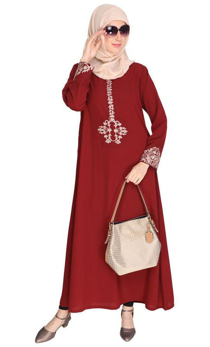 Persian Embroidered Maroon Abaya (Made-To-Order)