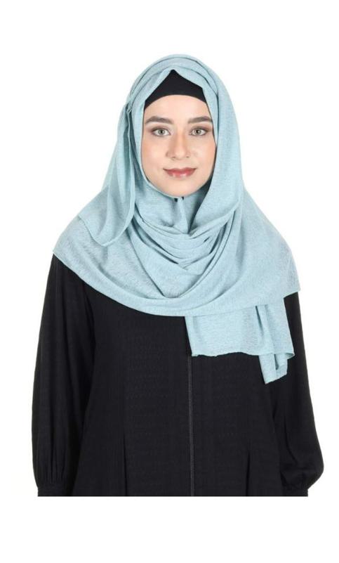 Pin Striped And Textured Ice Blue Colored Premium Jersey Hijab