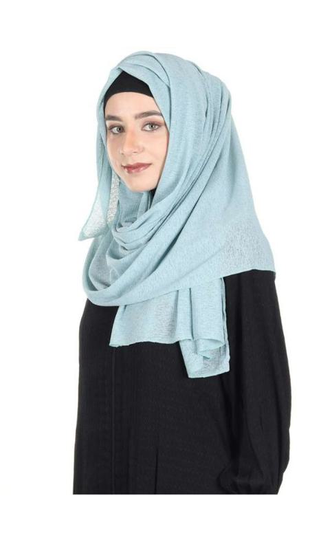 Pin Striped And Textured Ice Blue Colored Premium Jersey Hijab