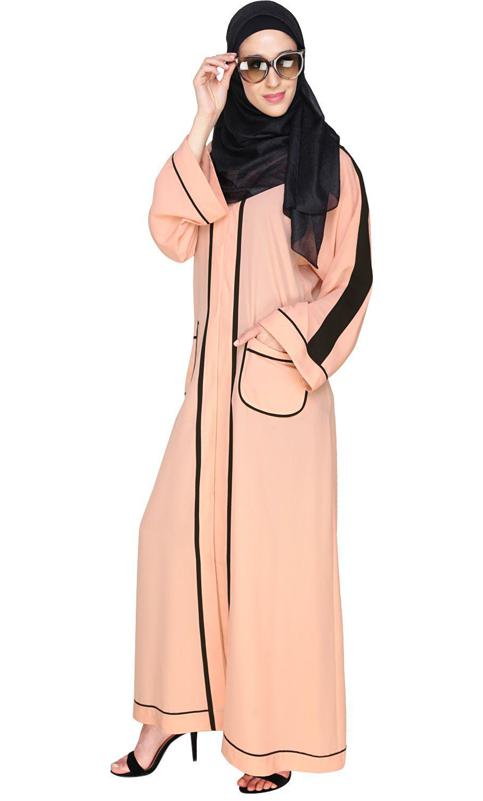 Pocket Dubai Style Abaya With Detailing (Made-To-Order)