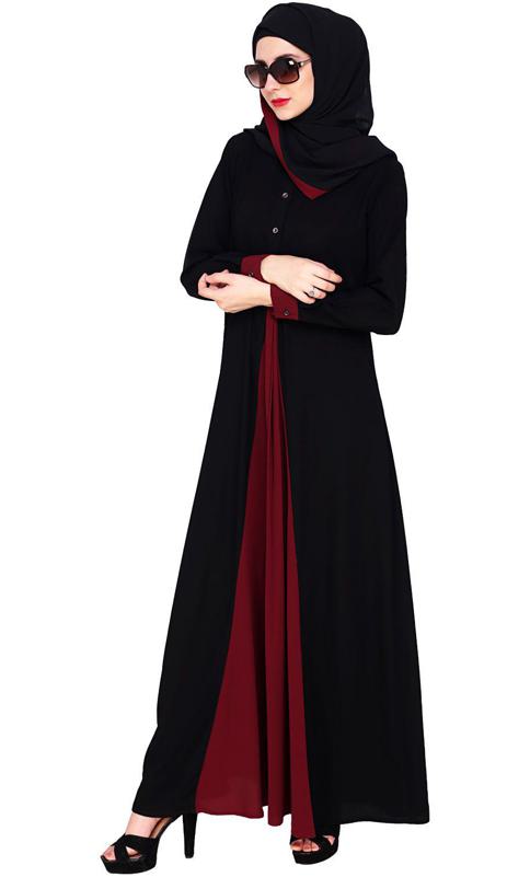 Pretty Wine Layered Abaya (Made-To-Order)