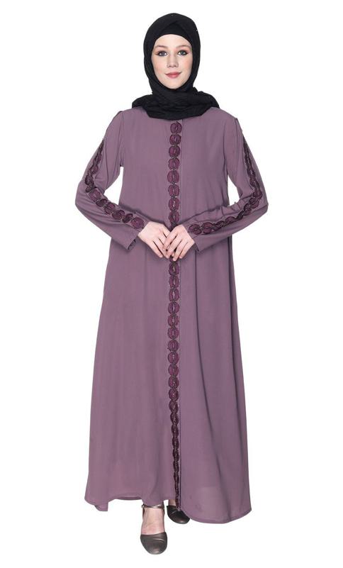 Purple Glittering Loops Abaya