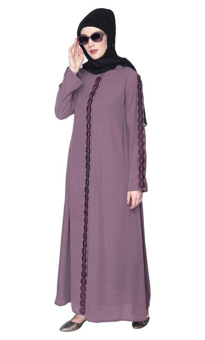 Purple Glittering Loops Abaya
