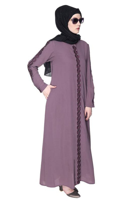 Purple Glittering Loops Abaya