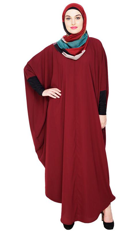 Quirky Jersy Sleeve Wine Kaftan (Made-To-Order)