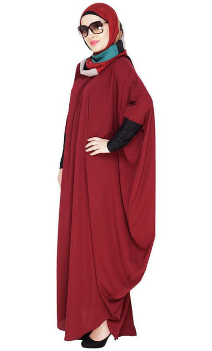 Quirky Jersy Sleeve Wine Kaftan (Made-To-Order)