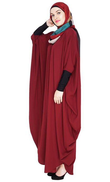 Quirky Jersy Sleeve Wine Kaftan (Made-To-Order)