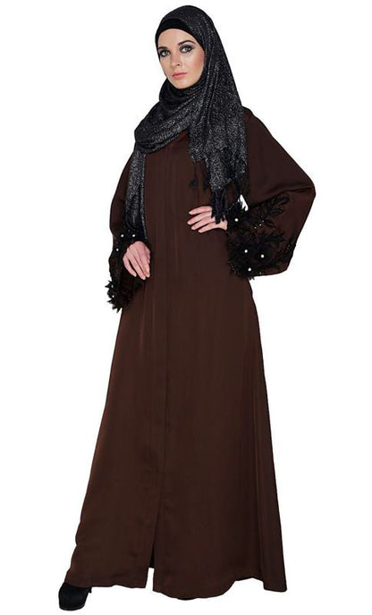 Regal Redwood Colour Dubai Style Abaya (Made-To-Order)