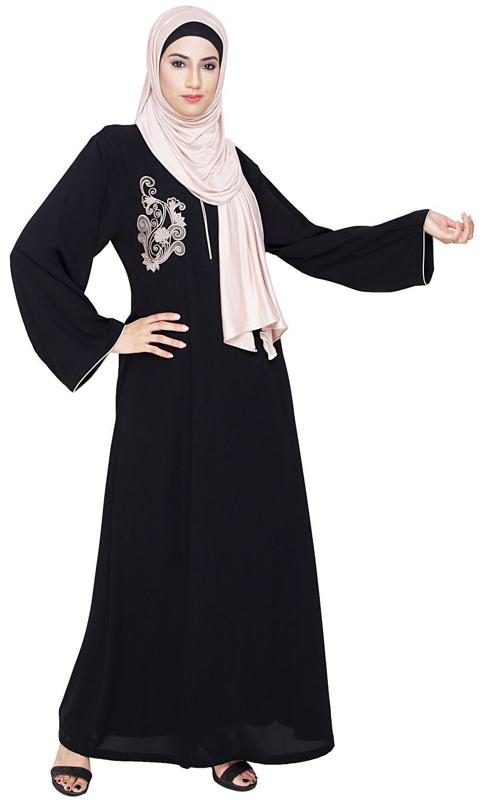 Resham Ornate Black Dubai Style Abaya (Made-To-Order)
